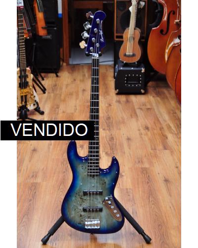 Bacchus Universe Series Jazz Bass Burl Top Blueburst Active